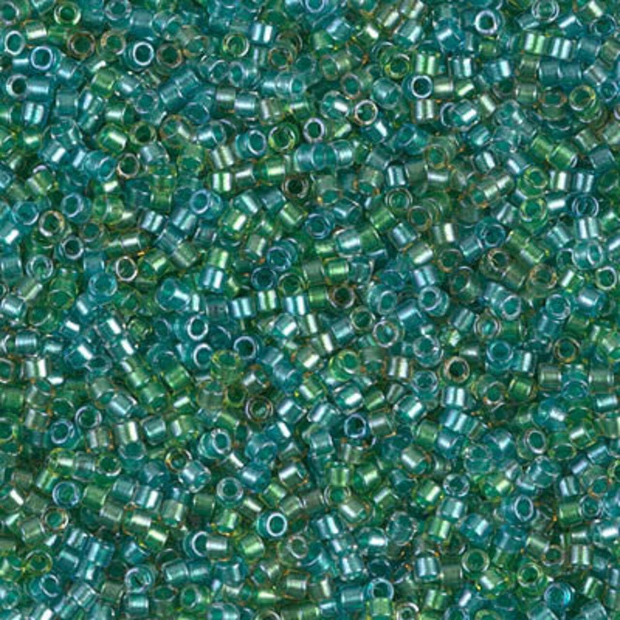 Miyuki Delica Bead 11/0, DB0984, Sparkling Lined Aqua Fresco Mix (aqua teal green), 5 grams